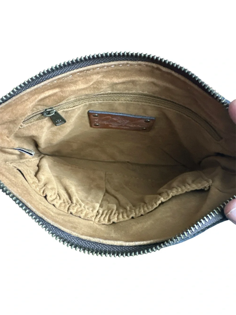 Patricia Nash Cassini Wristlet Leather Clutch in Brown with Embossed Medallion